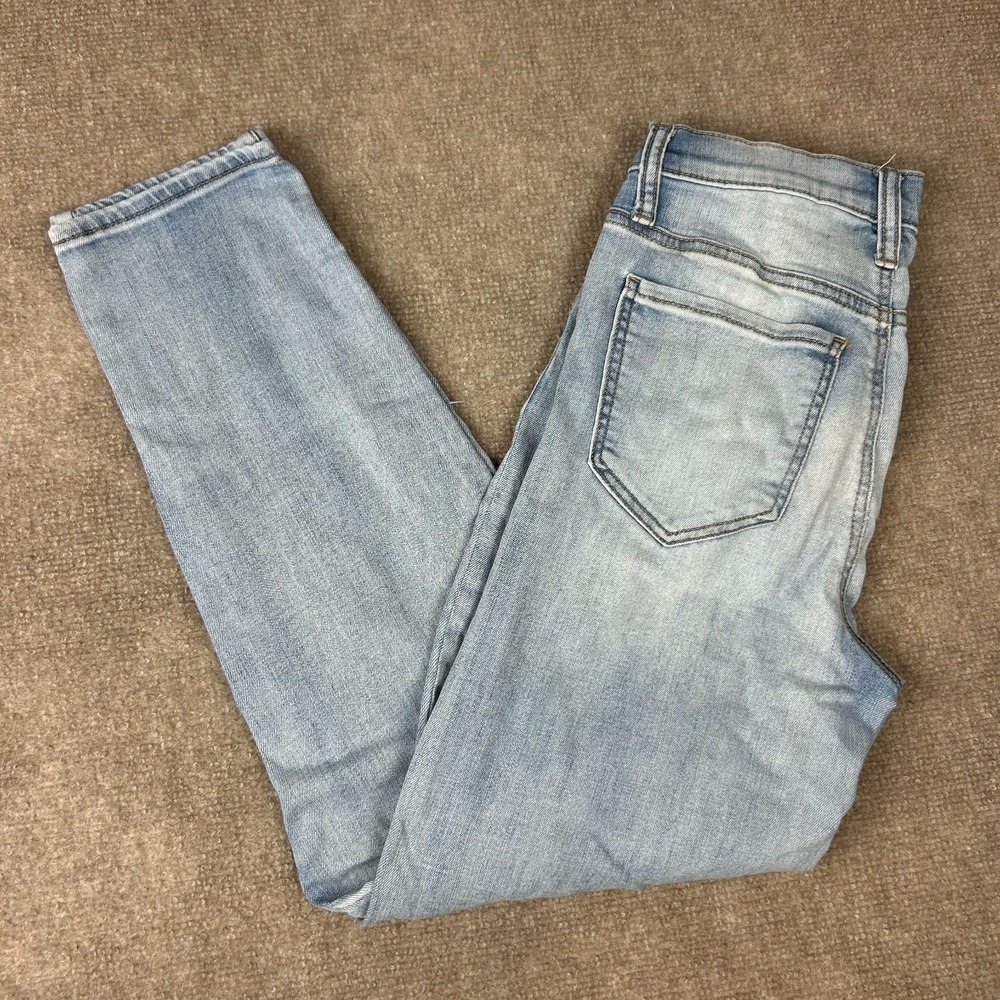 So Mom Jeans Womens 3 Blue Denim Cotton High Rise Whiskers Detail Distressed